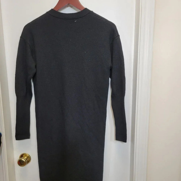 Aritzia wilfred sweater dress utopia vneck cardigan midi merino wool black small - Picture 8 of 11
